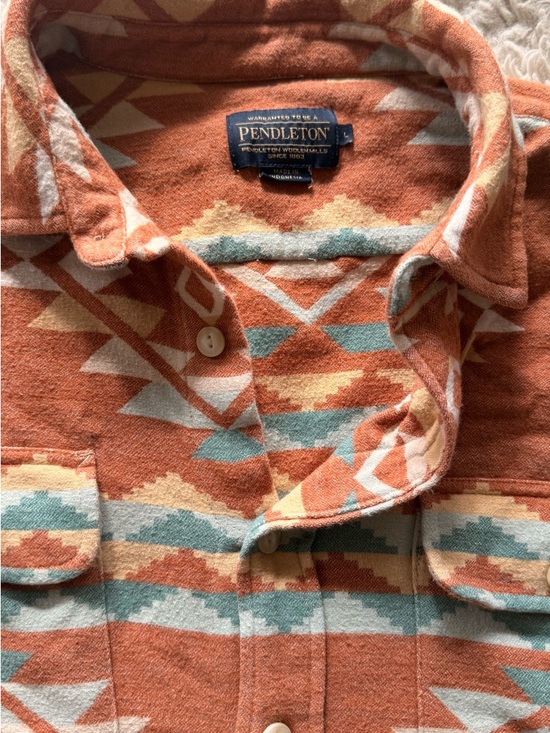 Pendleton Other - Pendleton mens L Southwestern Aztec flannel shirt orange pattern button up